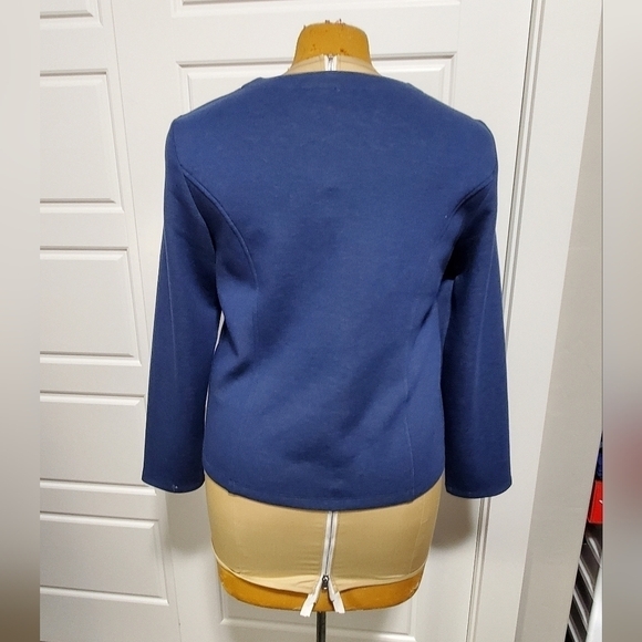 CHICO'S LIGHTWEIGHT JACKET BLUE FLORAL INTERIOR WOMEN SIZE 2 LARGE ONE BUTTON - Picture 6 of 15